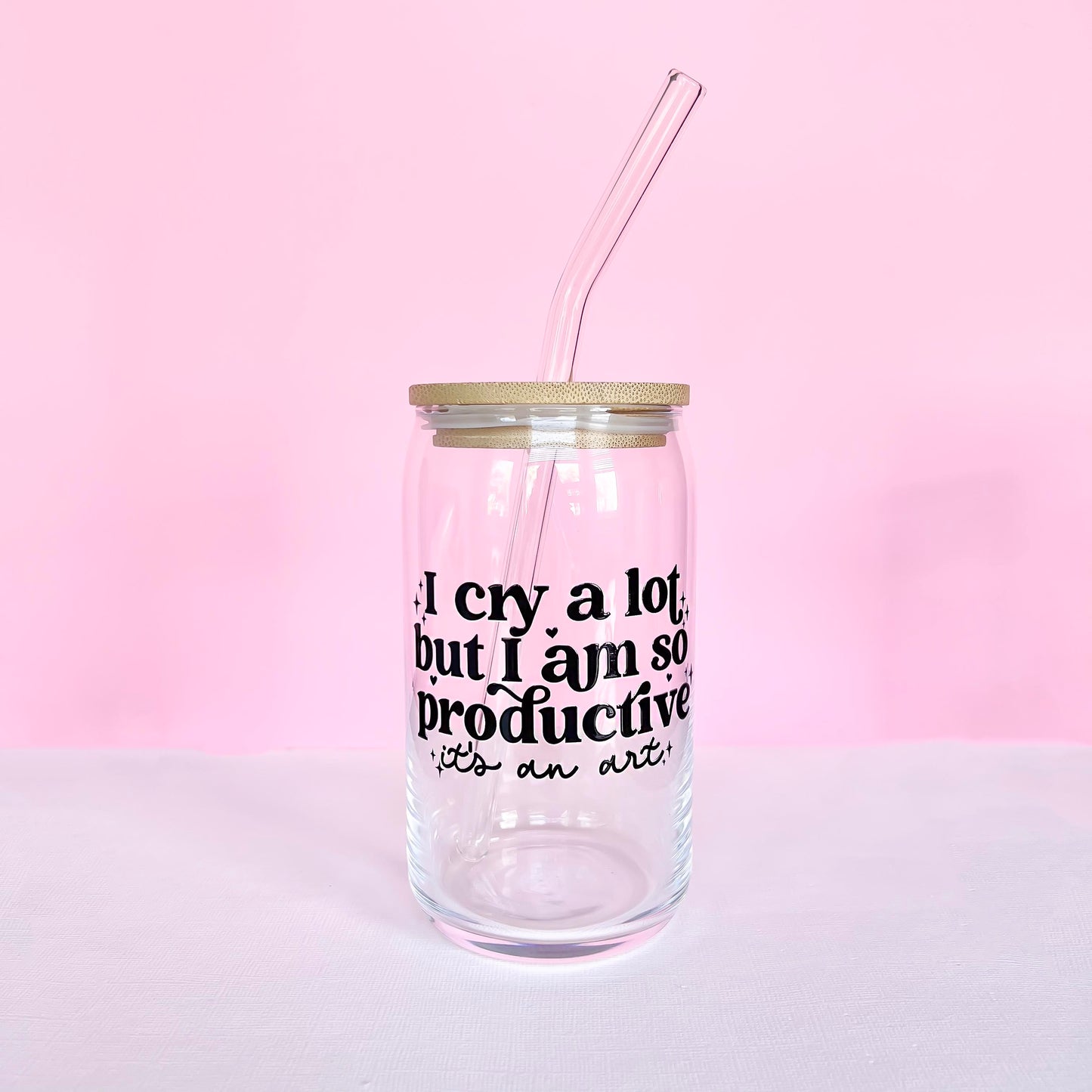 I cry a lot but I am so productive Glass Tumbler - It’s an art | The Tortured Poets Department, new Taylor Swift Album, TTPD glass can, i cry a lot glass can