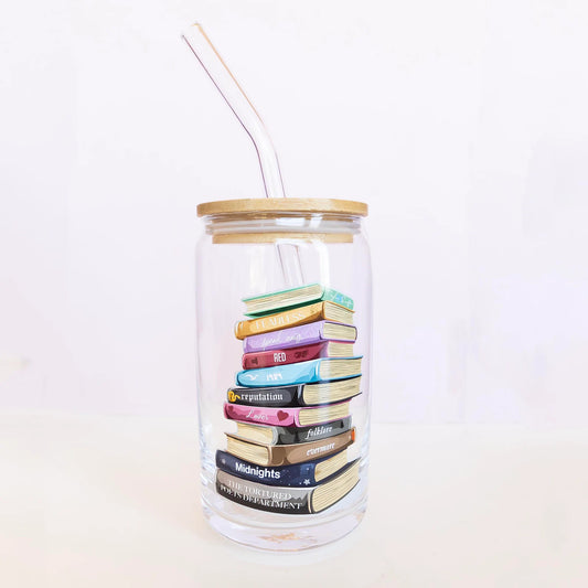 Taylor Swift Glass Tumbler | Album Spine Glass Tumbler| TTPD| The Tortured Poets Department